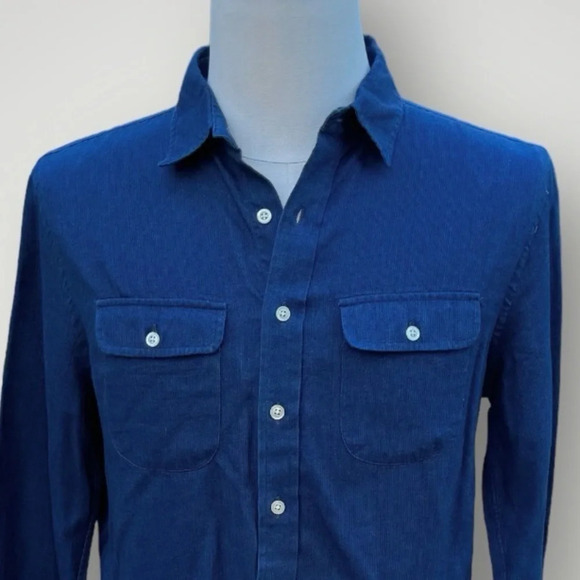 Elk Head Men’s Blue Single Chest Pocket Corduroy Button Down Size M - Picture 2 of 9